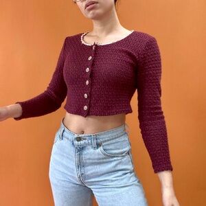 My Michelle Burgundy Cropped Sweater